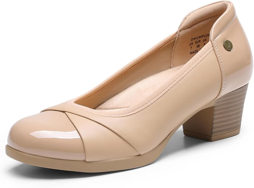 DREAM PAIRS Women's Pumps Low Chunky Block Closed Toe Shoes Work Comfortable Heels Round Toe Dres... | Amazon (US)