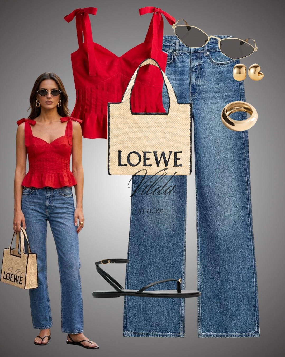 Chic Summer Vibes in Red & Denim ❤️👖
Elevate your casual weekend look with this effortless, high-contrast outfit. The vibrant red peplum top with bow detailing adds a touch of feminine flair, perfectly balanced by classic straight-leg denim. #LTKunder100 #SummerStyle #RedHot #LoeweBag #DenimStyle #OOTD #CasualChic #StreetStyleInspo #SummerOutfits 

#LTKsummer #LTKjeans #LTKspring
