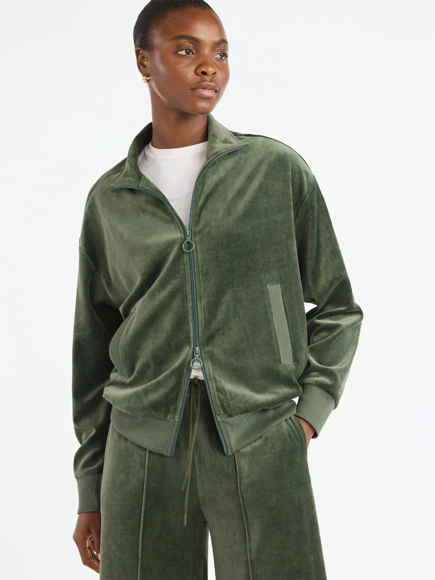 Scoop Women’s Velour Track Jacket, Lightweight, Sizes XS-XXL | Walmart (US)