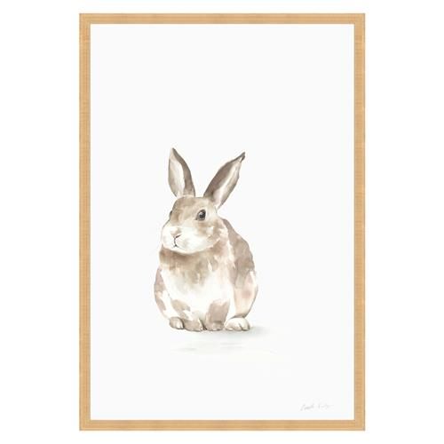 Burrow Rustic Brown Rabbit Animals & Nature Gold Frame Illustration II - 36x24 | Kathy Kuo Home