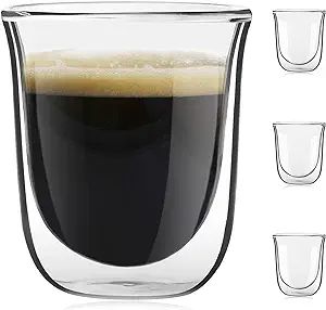 JoyJolt Javaah Double Walled Espresso Glasses Espresso Cups (Set of 4)- 2-Ounces | Amazon (US)