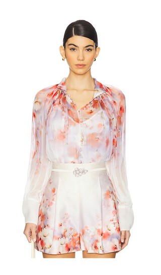 Crush Smock Blouse in Scarlet Floral | Revolve Clothing (Global)