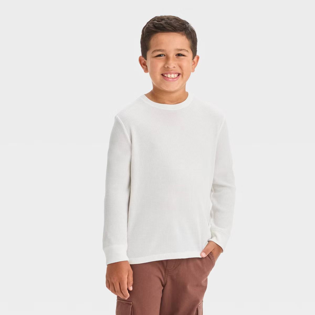 Boys' Long Sleeve Thermal T-Shirt - Cat & Jack™ Cream S | Target