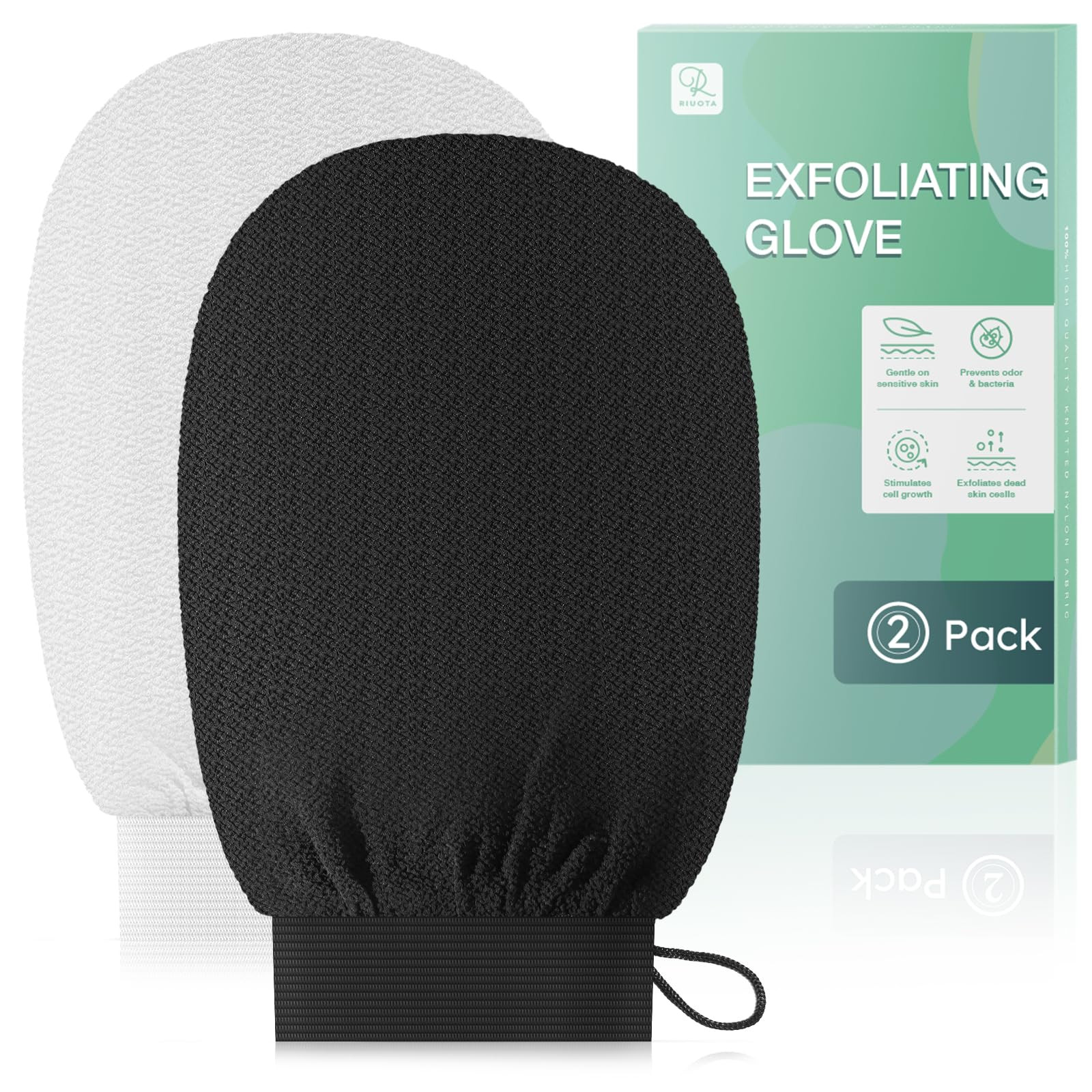RIUOTA Exfoliating Glove Mitt Body Scrubber (2 Pack) - Deeply Exfoliate and Renew Skin - Terrific... | Amazon (US)