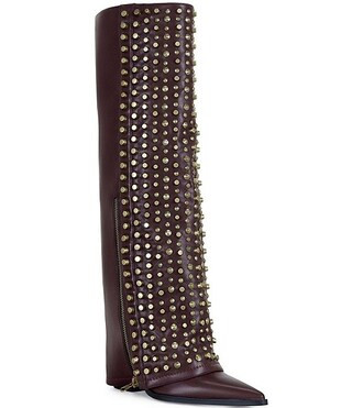 Azalea Wang Agustue Studded Foldover Tall Boots | Dillard's | Dillard's