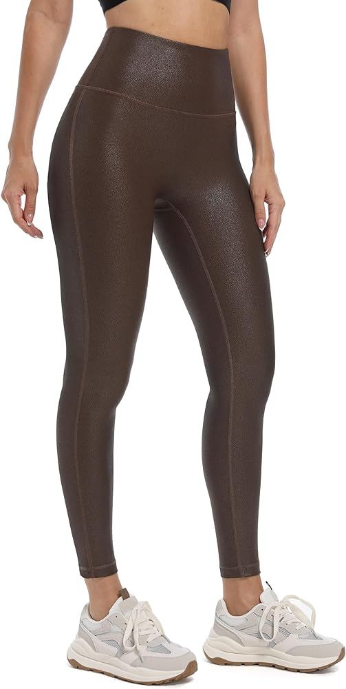 HARTPOR Faux Leather Leggings for Women 25''- High Waisted Tummy Control Leather Pants Stretch An... | Amazon (US)