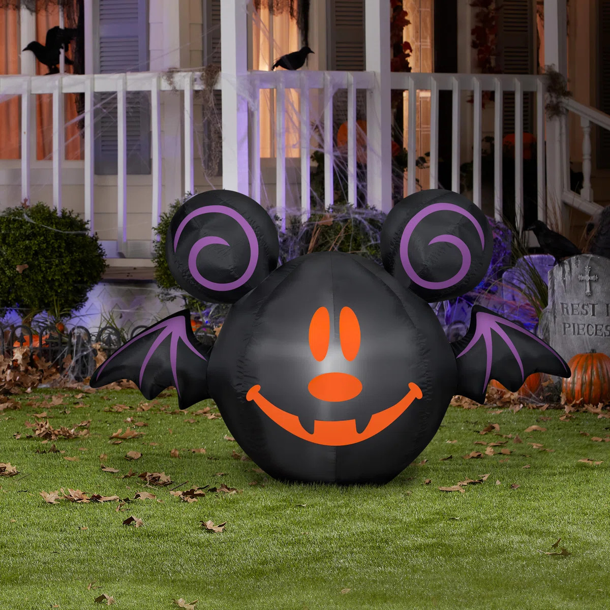Ghost Mickey Mouse As Jack-O-Lantern Bat Inflatable | Wayfair North America