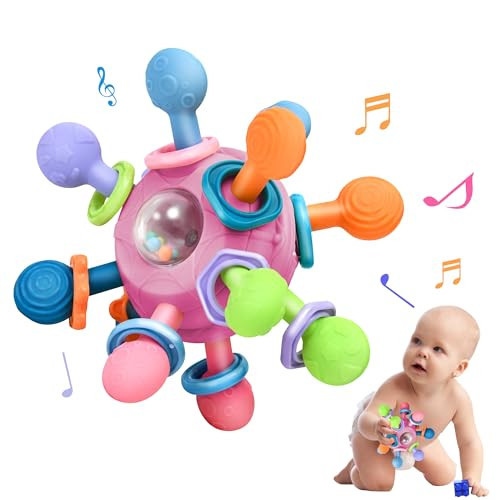 Baby Montessori Teething Toys for 0-6 6-12 Months Infant Teethers Sensory Toys for Babies 0 3 6 9 12 18 Months Newborn Learning Developmental Chew Rattle Toys Shower Gifts for 1 2 Year Old Girls Boys | Amazon (US)