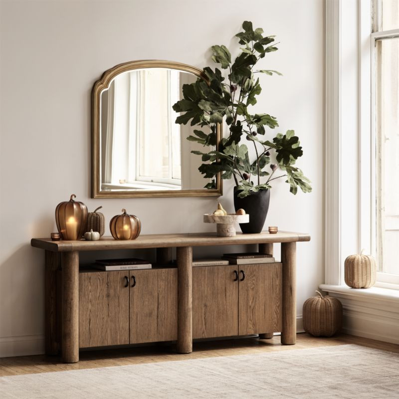 Breckenridge 78"" Weathered Rustic Oak Wood Credenza | Crate & Barrel