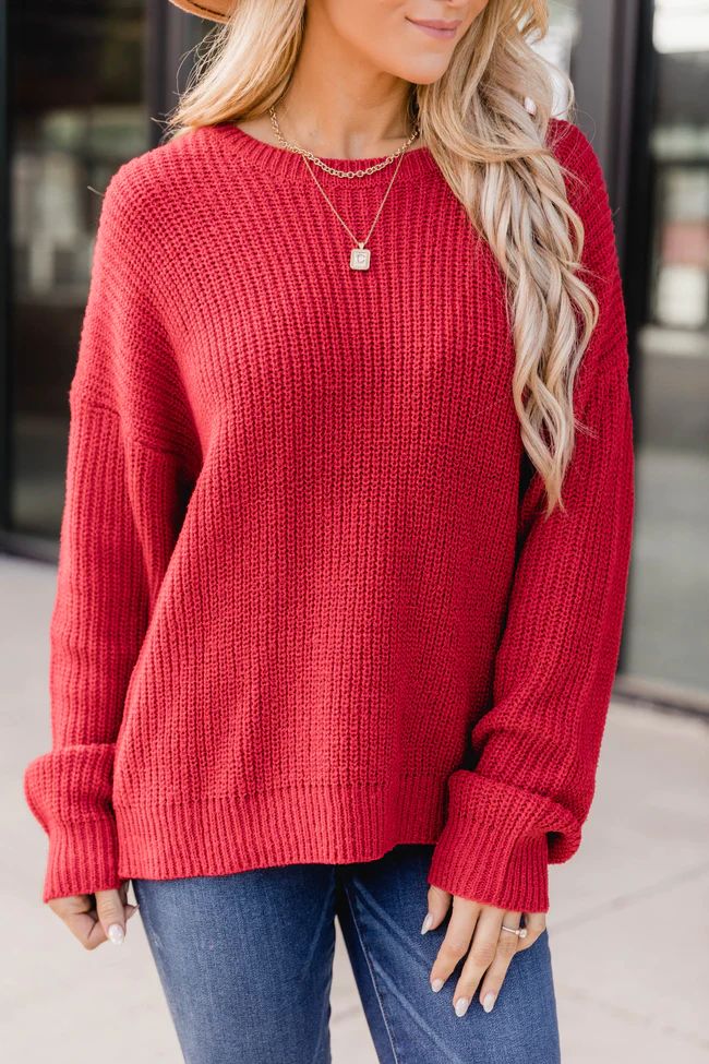 Dreaming At Dusk Sweater Red DOORBUSTER | The Pink Lily Boutique