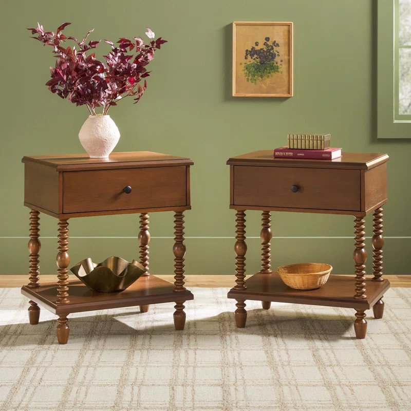 Vivienne Easy Assembly Solid Wood Spindle 1-Drawer Nightstand (Set of 2) | Wayfair North America