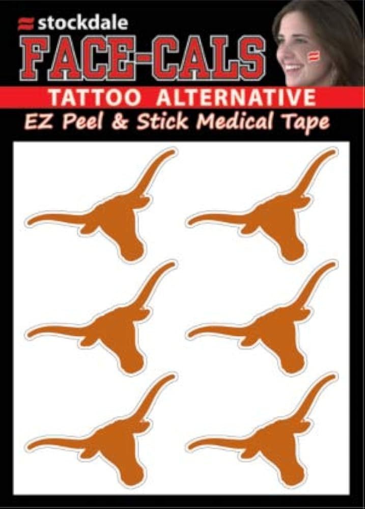 NCAA Texas Longhorns Face Tattoos, Team Colors, One Size | Amazon (US)