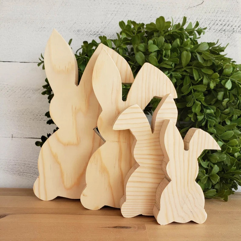 6 Bunny Chunky Unfinished Wood Cutout - Etsy | Etsy (US)