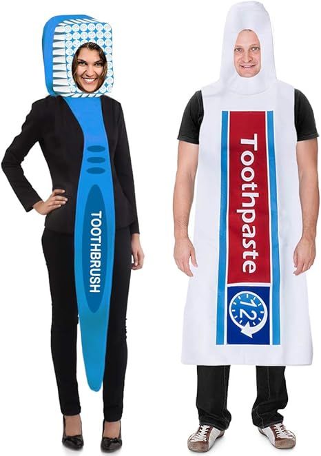 Couples Costumes - Toothbrush and Toothpaste Costume - 2 Pc Set - Halloween Dress Up - Funny Cost... | Amazon (US)