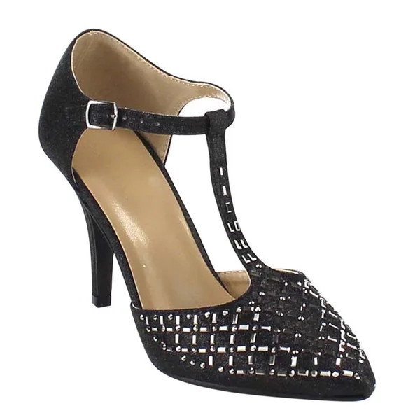 Beston GB22 Women's Glitter D'orsay Mid-Heel T-Strap Dress Heels | Bed Bath & Beyond
