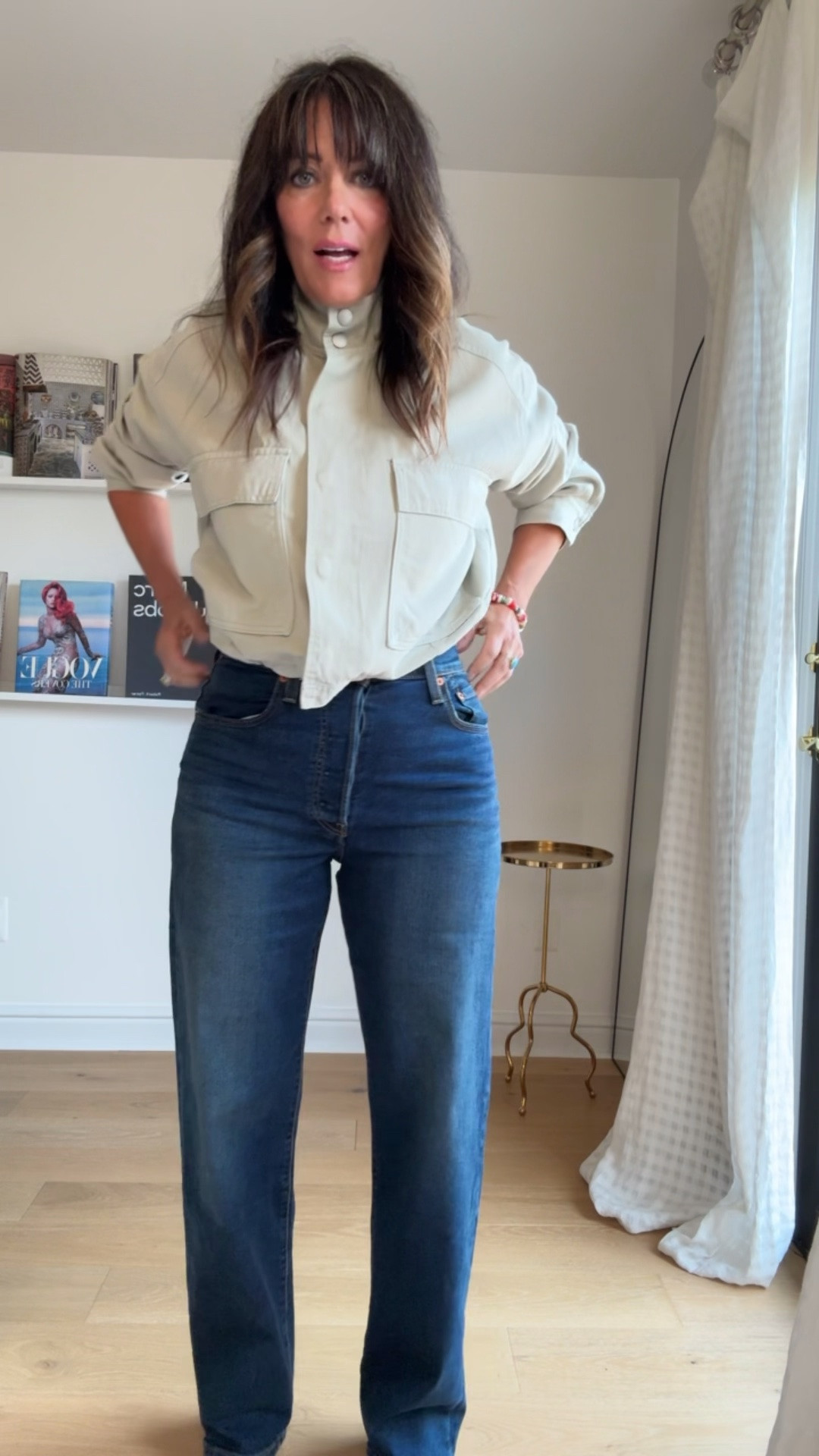 These Levi’s are like miracle buttocks jeans! Wearing size 30x32 (I always go up on Levi’s but they have stretch ) and so comfy!  And they’re on sale for $56! 
High waist and straight leg jeans are trending now!! 
Jacket is so on trend too! 
******There are matching pants exact fabric and so good together!!  I’m ordering now because I made a bee line for them but they’re sold out in stores!  They’re a barrel shape and so good. 🙌

@nordstromrack #nordstromrackpartner #rackscore

#LTKOver40 #LTKSaleAlert #LTKmomlife