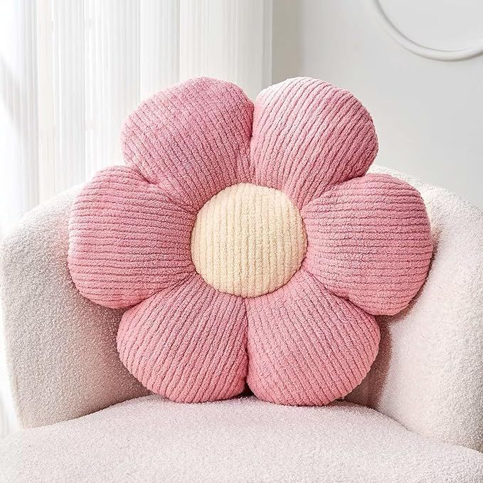 Flower Throw Pillow, Soft Pink 14.9" Flower Pillow for Home Decor, Cute Flower Shaped Floor Pillo... | Amazon (US)