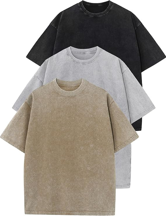 Flygo 3 Pack Boys Girls T-Shirts Cotton Acid Washed Oversized Tee Shirts Kids Loose Short Sleeve ... | Amazon (US)