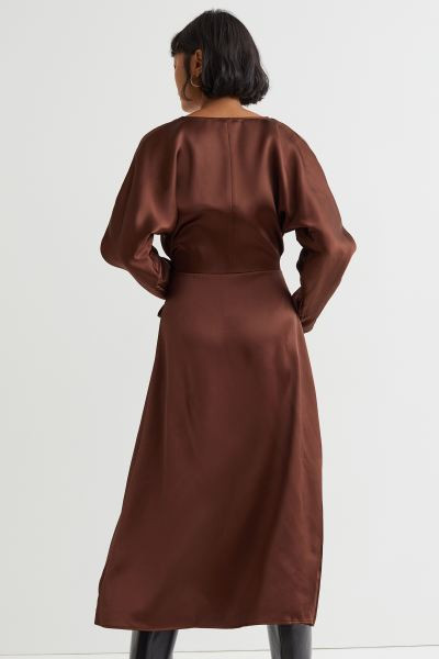 Long Satin Wrap-front Dress | H&M (US + CA)