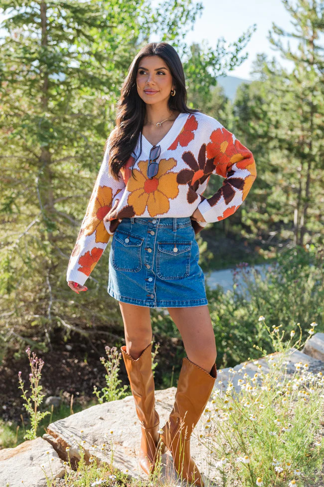 Looking Back Medium Wash Button Front Denim Mini Skirt | Pink Lily