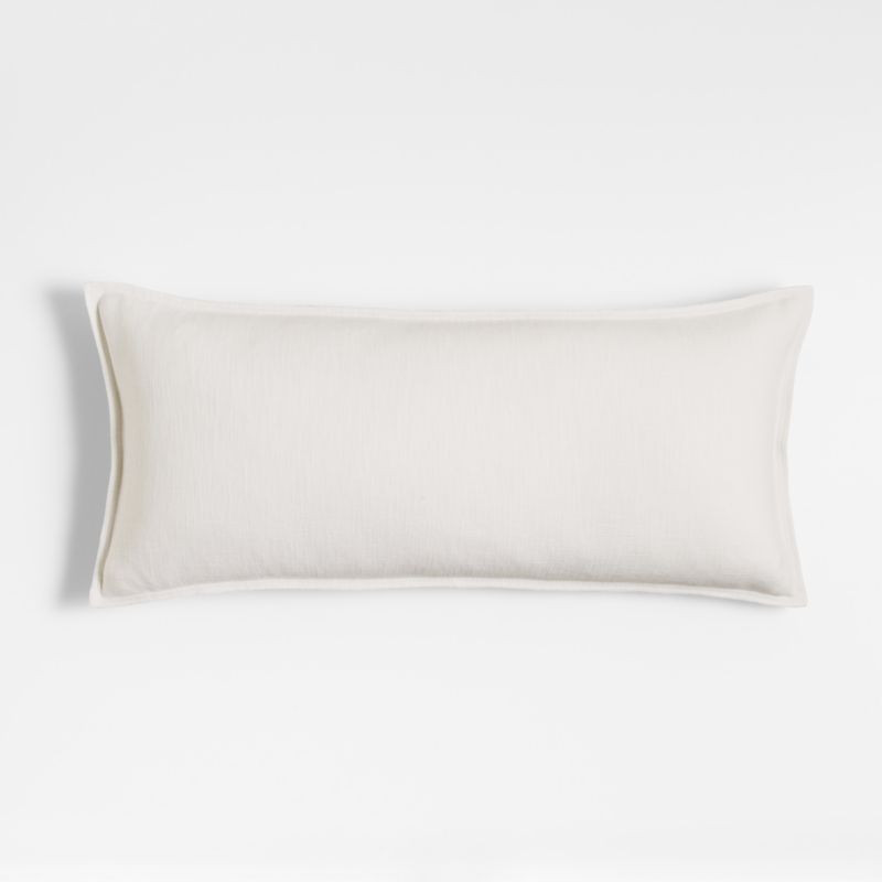 White 36"x16" Laundered Linen Decorative Throw Pillow with Feather-Down Insert + Reviews | Crate ... | Crate & Barrel