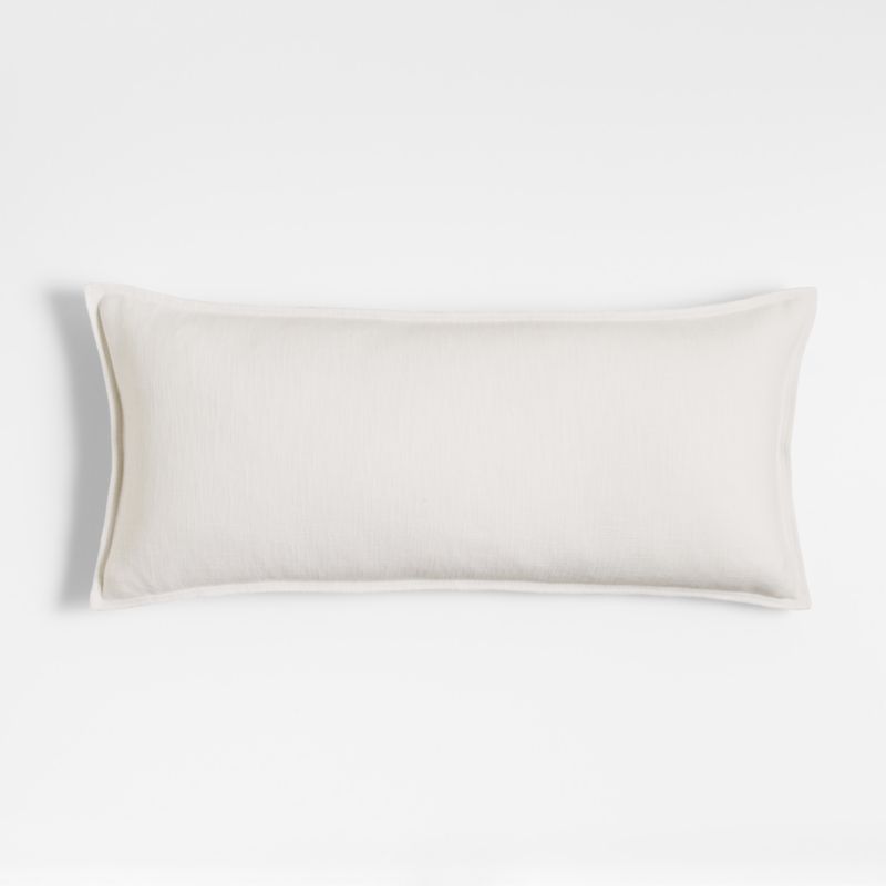 White 36"x16" Laundered Linen Decorative Throw Pillow Cover + Reviews | Crate & Barrel | Crate & Barrel