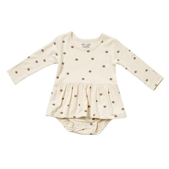 HART + LAND Baby/Toddler Bamboo Long Sleeve Bodysuit Dress- Polka Dots | The Tot