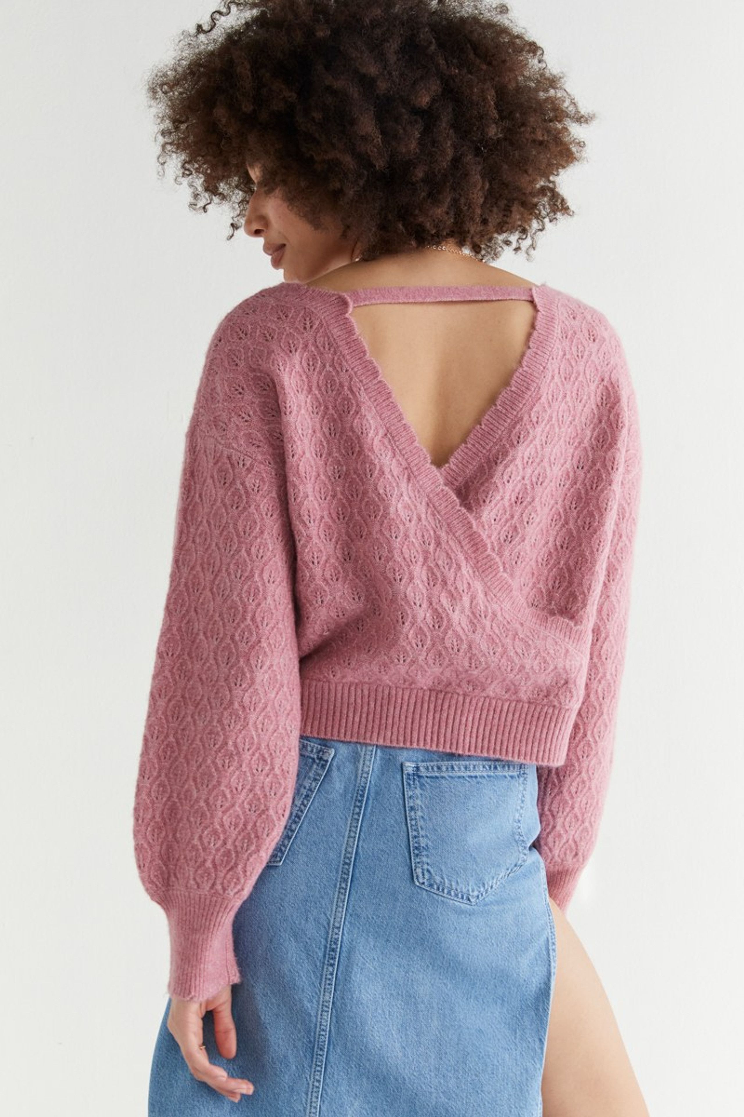 Brooke Pointelle Wrap Pullover Sweater | Francesca's