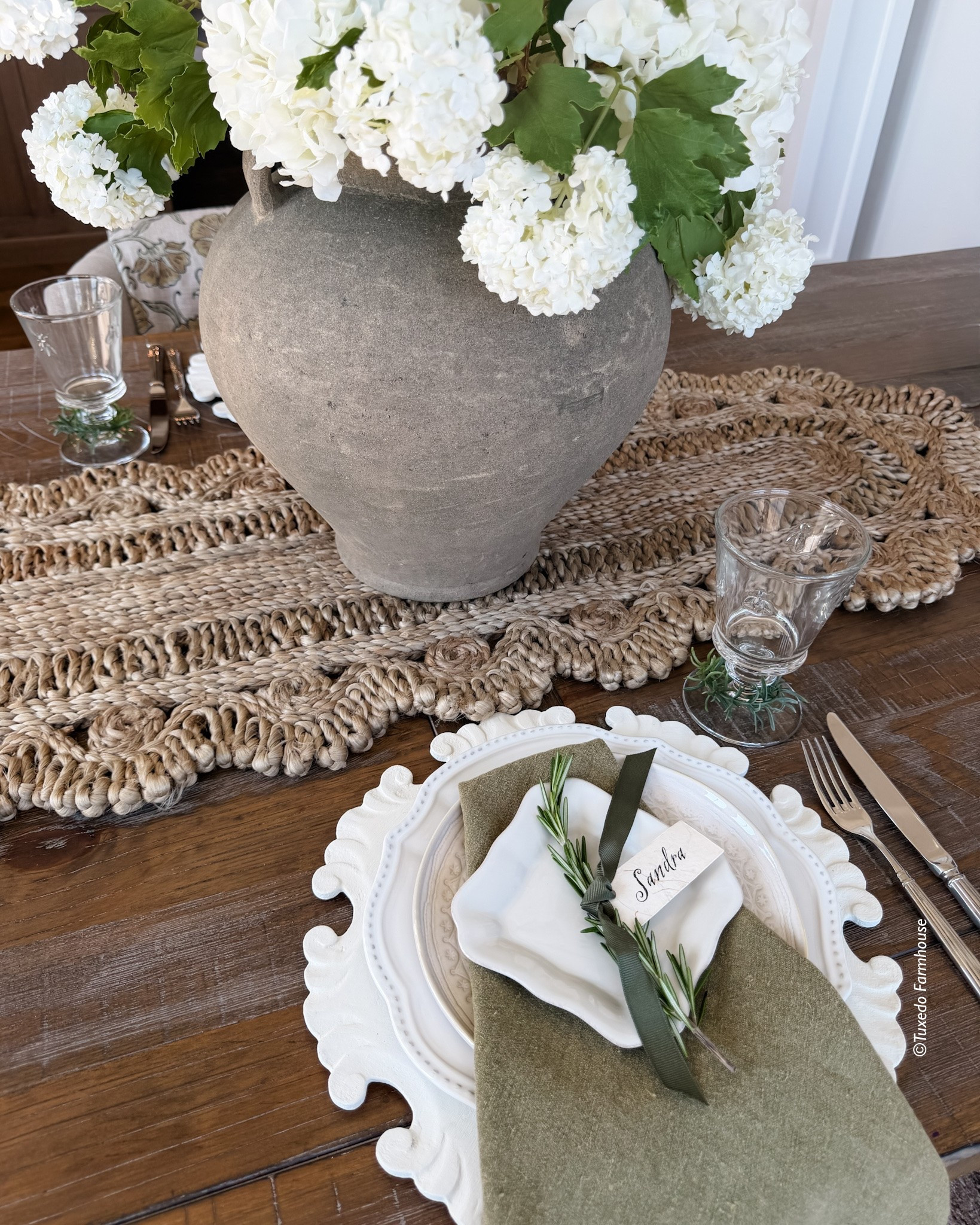Spring Dining...set a simple table with a jute runner, a fun charger, a mix of white plates, linen napkins, these fun bee goblets and a sprig of rosemary tied to a name tag.

#LTKSeasonal #LTKHome #LTKSaleAlert
