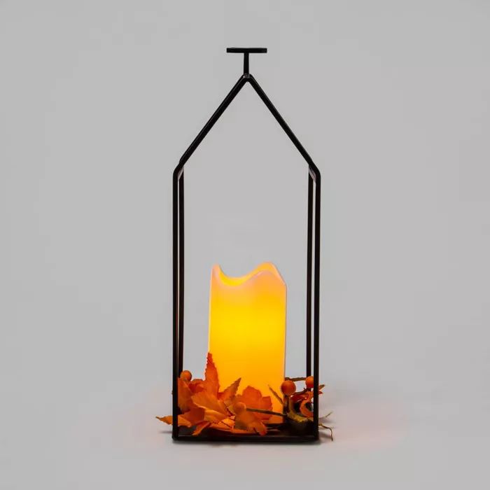 Harvest Medium Lantern Candle with Orange Leaves - Hyde & EEK! Boutique™ | Target