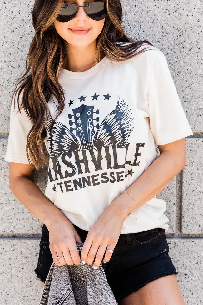 Nashville Wings Cream Graphic Tee | Pink Lily