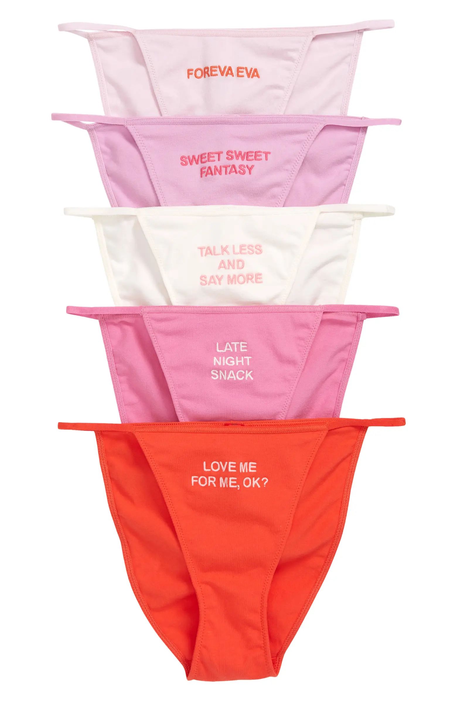 SKIMS Assorted 5-Pack Cotton Jersey String Bikinis | Nordstrom | Nordstrom