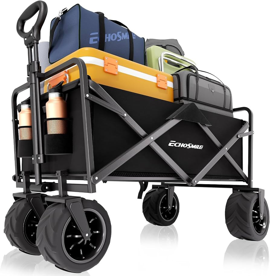 EchoSmile Heavy Duty 350 Lbs Capacity Collapsible Wagon, Outdoor Folding Camping Grocery Portable... | Amazon (US)