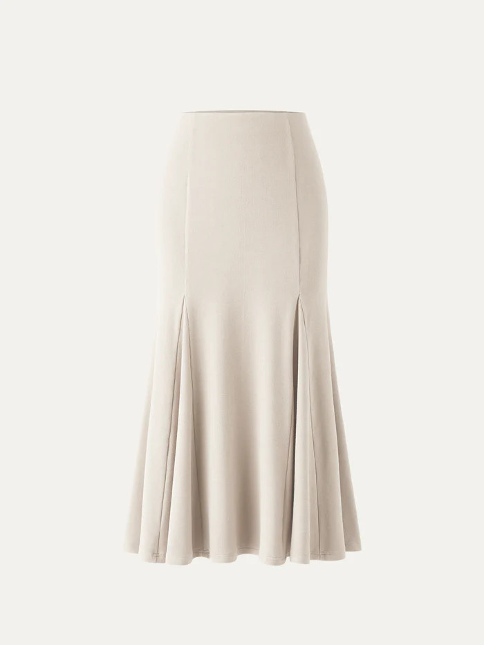 High Waisted Midi Fishtail Skirt - Gardenia | OGL