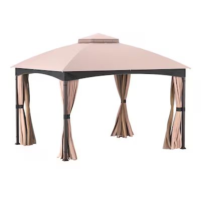 allen + roth Brown Frame and Roof Metal Rectangle Screened Semi- Gazebo (Exterior: 10-ft x 12-ft ... | Lowe's