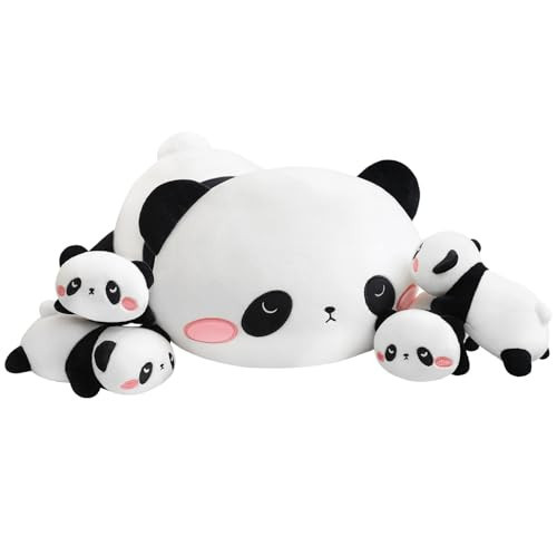 TOYSYM Panda Stuffed Animal Cute Panda Plush Pillow with 4 Baby Plushies in Her Tummy, Soft Cotton Stuffed Animals Toy Gifts for Kids | Amazon (US)