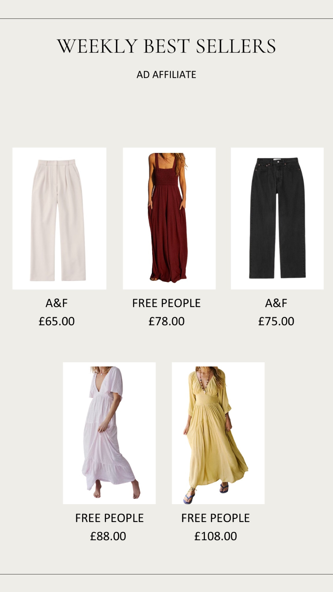 Weekly Best Sellers, Summer Outfit Inspiration, Summer Staples, Free People, Abercrombie & Fitch, Sloane Jeans, Wardrobe Staples 

#LTKuk #LTKspring #LTKsummer