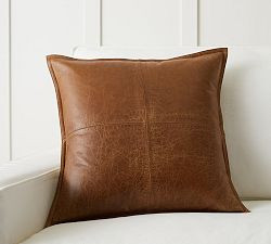 Pieced Leather Pillow Cover | Pottery Barn (US)