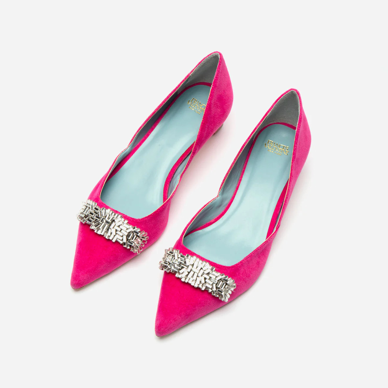 Paula Mini Block Heel Velvet Pink | Frances Valentine