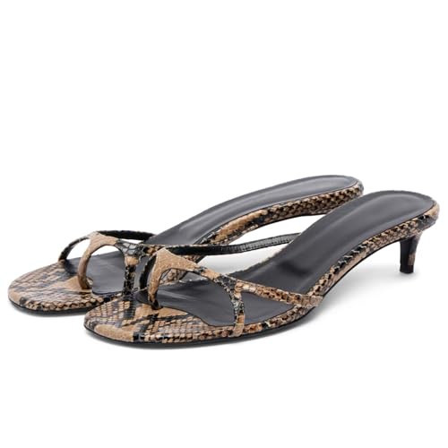 WFGJWR Flip Flop Kitten Heel Mules for Women Open Round Toe Thong Heeled Sandals Low Heel Slip On Mules Summer Party Dressy Shoes | Amazon (US)