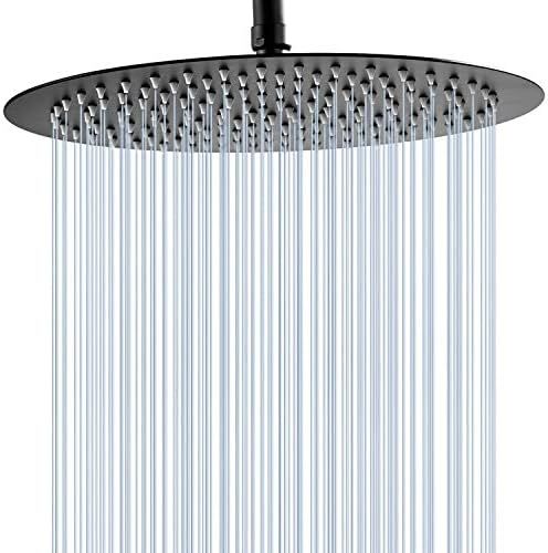 GGStudy Round 16 Inch Stainless Steel Shower Head Rain Style Shower Head Oil Rubbed Bronze(Black) | Amazon (US)