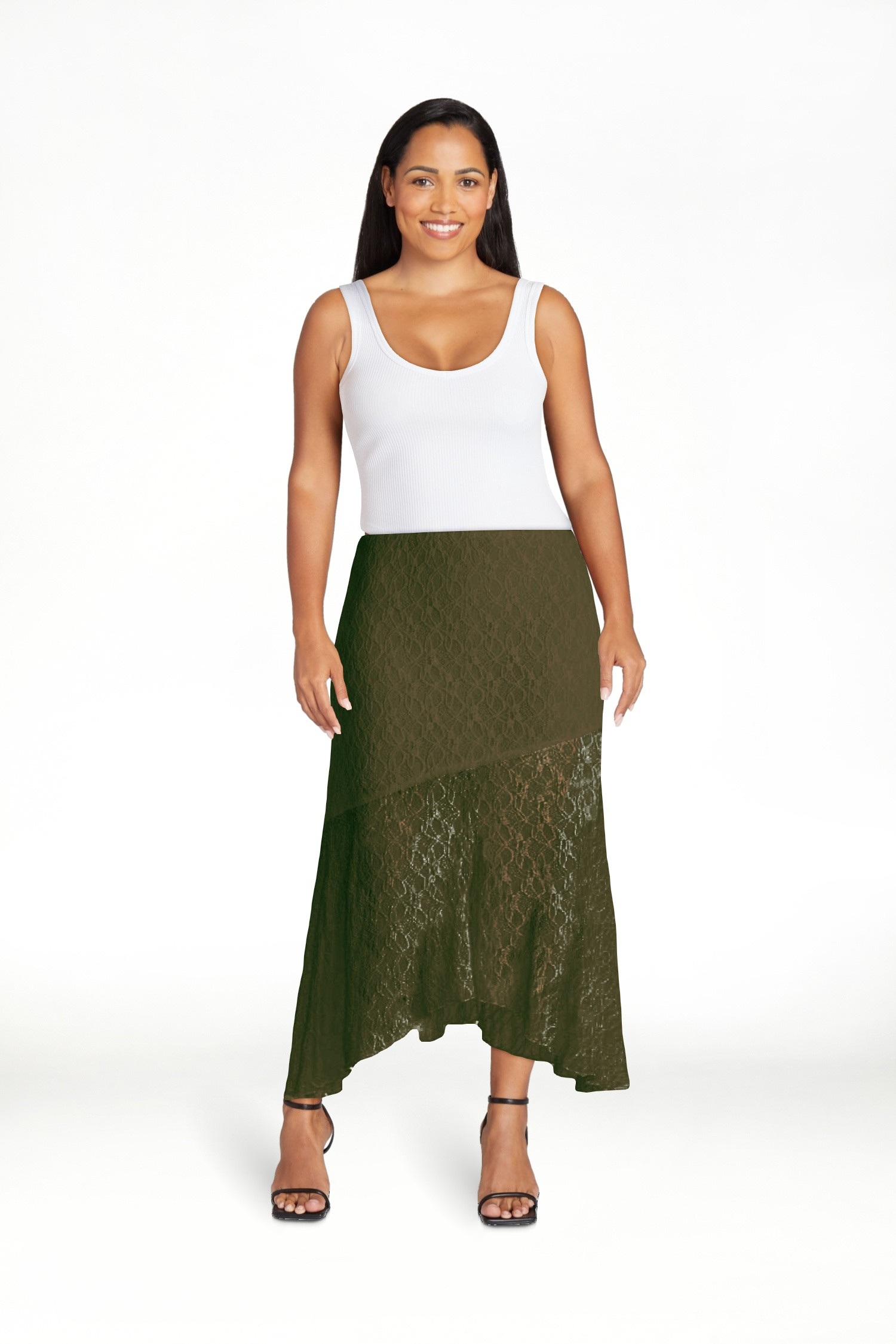 No Boundaries Asymmetrical Lace Midi Skirt, Women's XXS-XXL - Walmart.com | Walmart (US)
