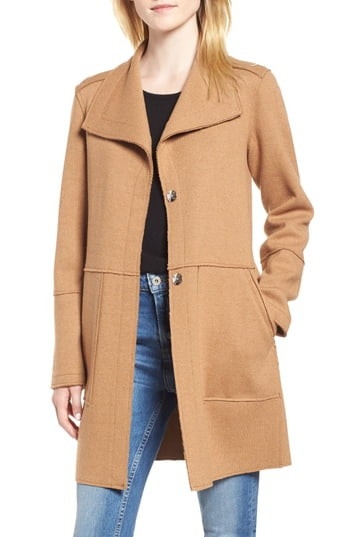 Women's Kenneth Cole New York Envelope Collar Wool Blend Knit Coat | Nordstrom