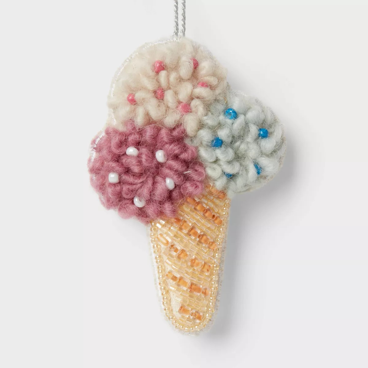 Beaded Fabric Ice Cream Cone Christmas Tree Ornament Tan - Wondershop™ | Target