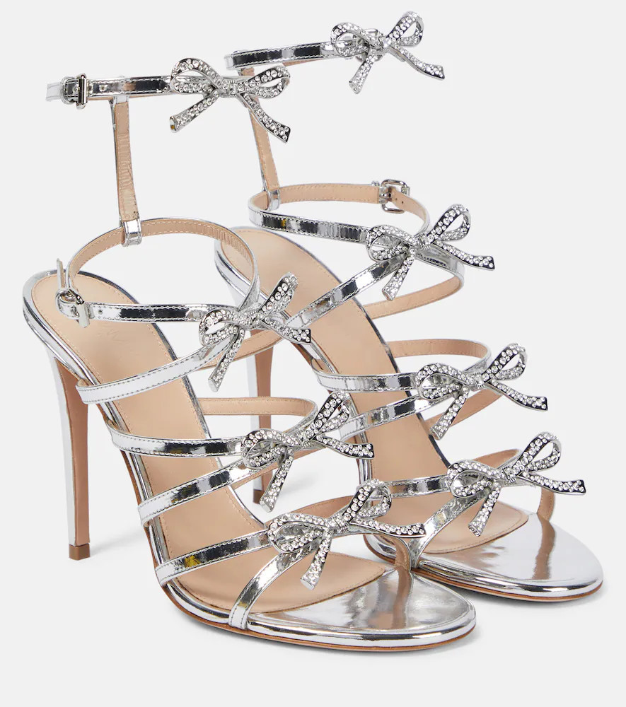 Giambattista Valli Silver Love Bow embellished sandals | Mytheresa (US/CA)