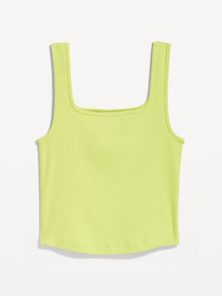 Fitted Square-Neck Ultra-Cropped Rib-Knit Tank Top for Women | Old Navy (US)