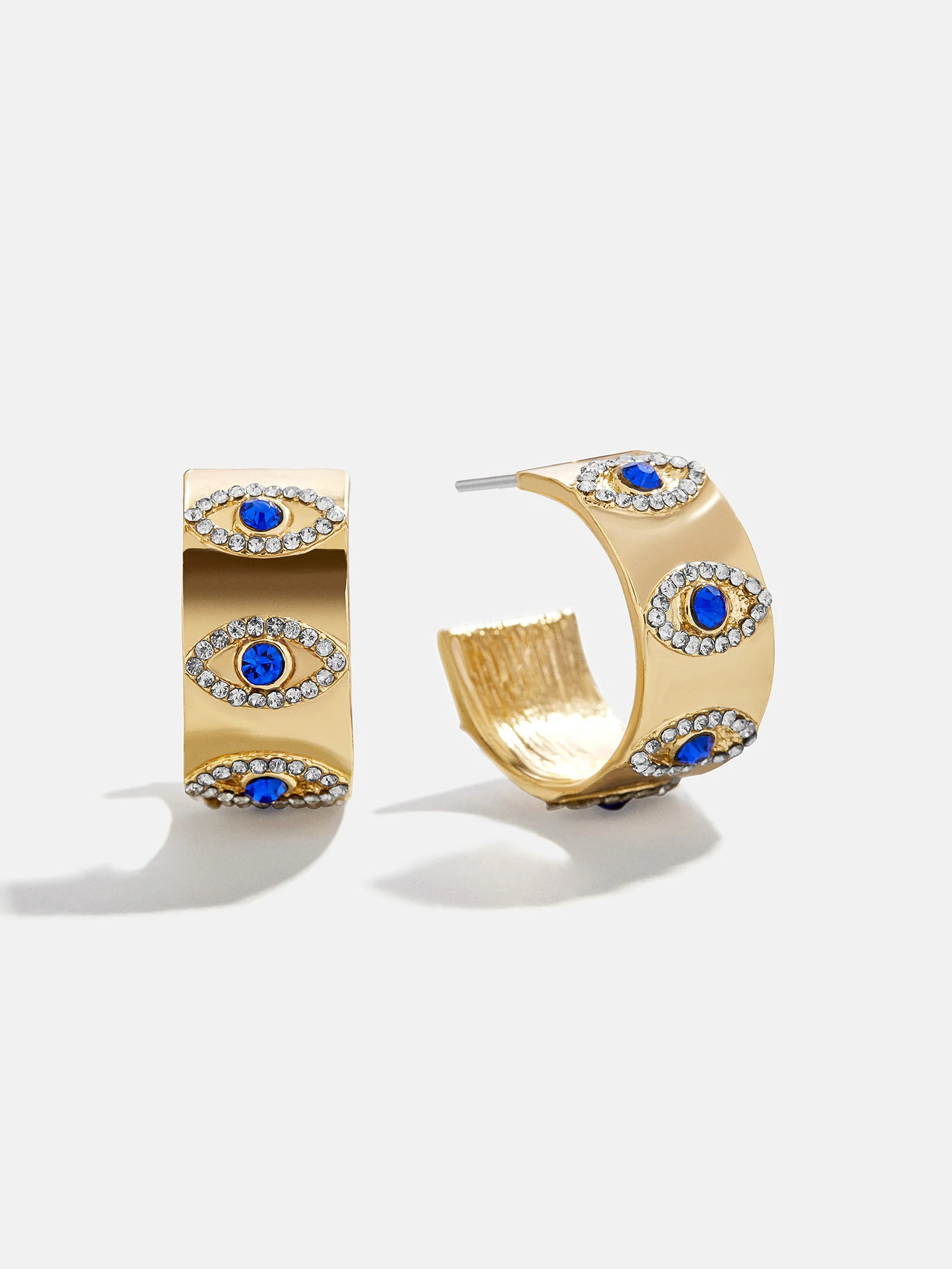 Evil Eye On Repeat Hoop Earrings - Gold/Blue | BaubleBar