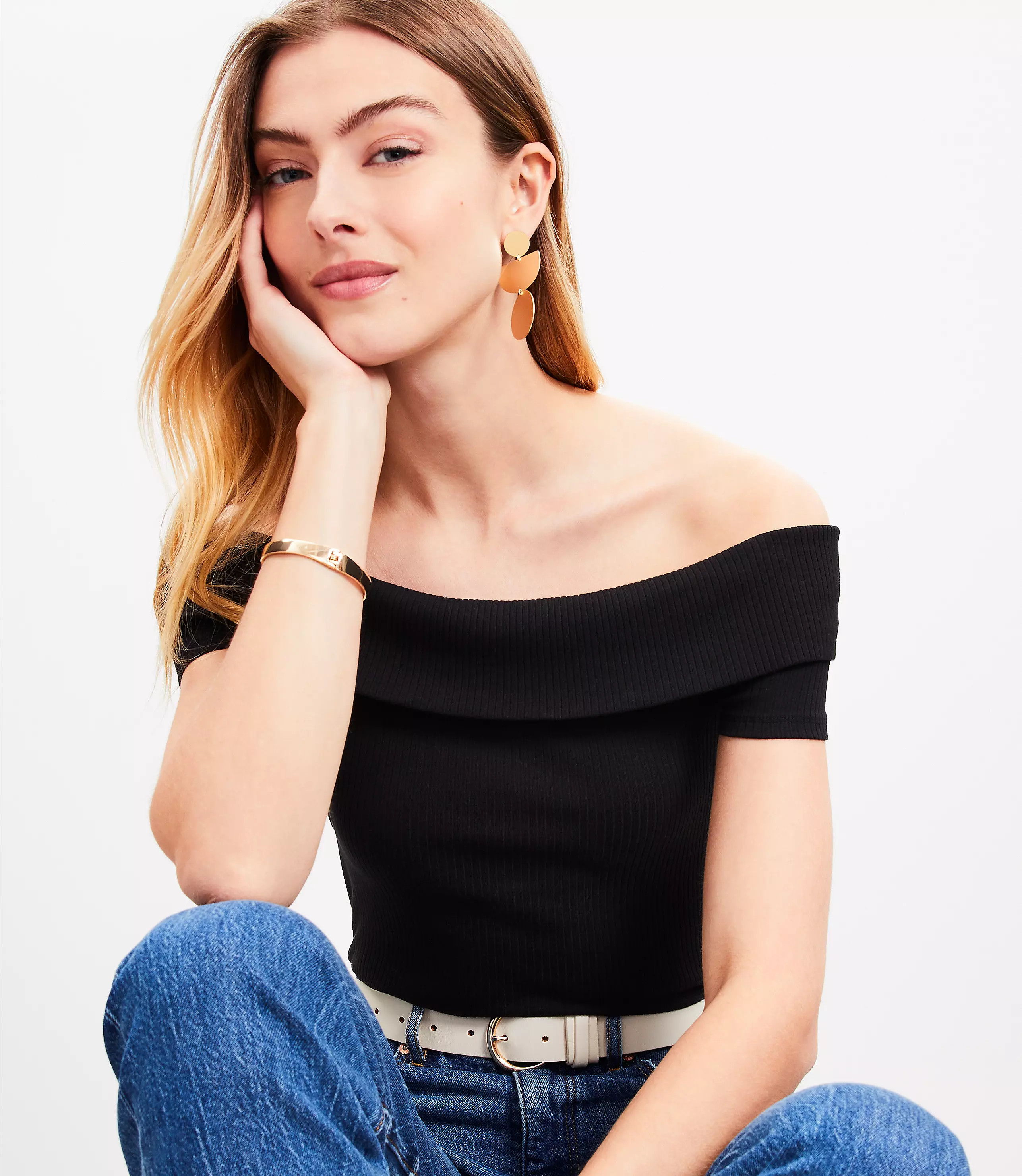 Ribbed Off The Shoulder Top | LOFT