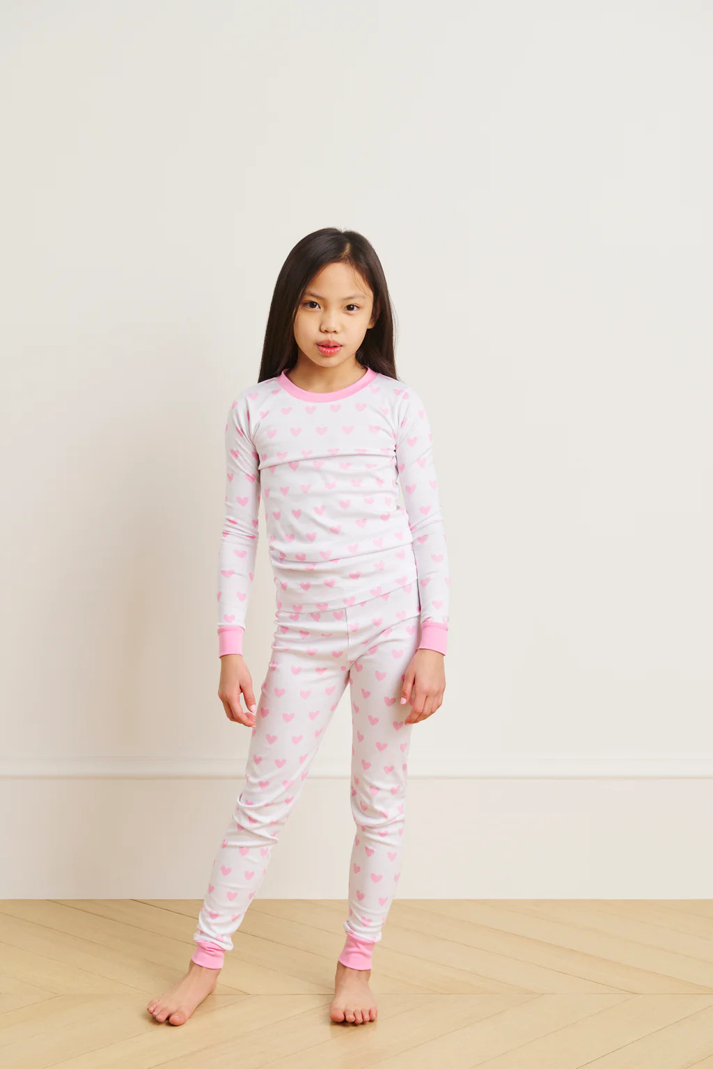 Kids Long-Long Set in Darling Pink Heart | Lake Pajamas
