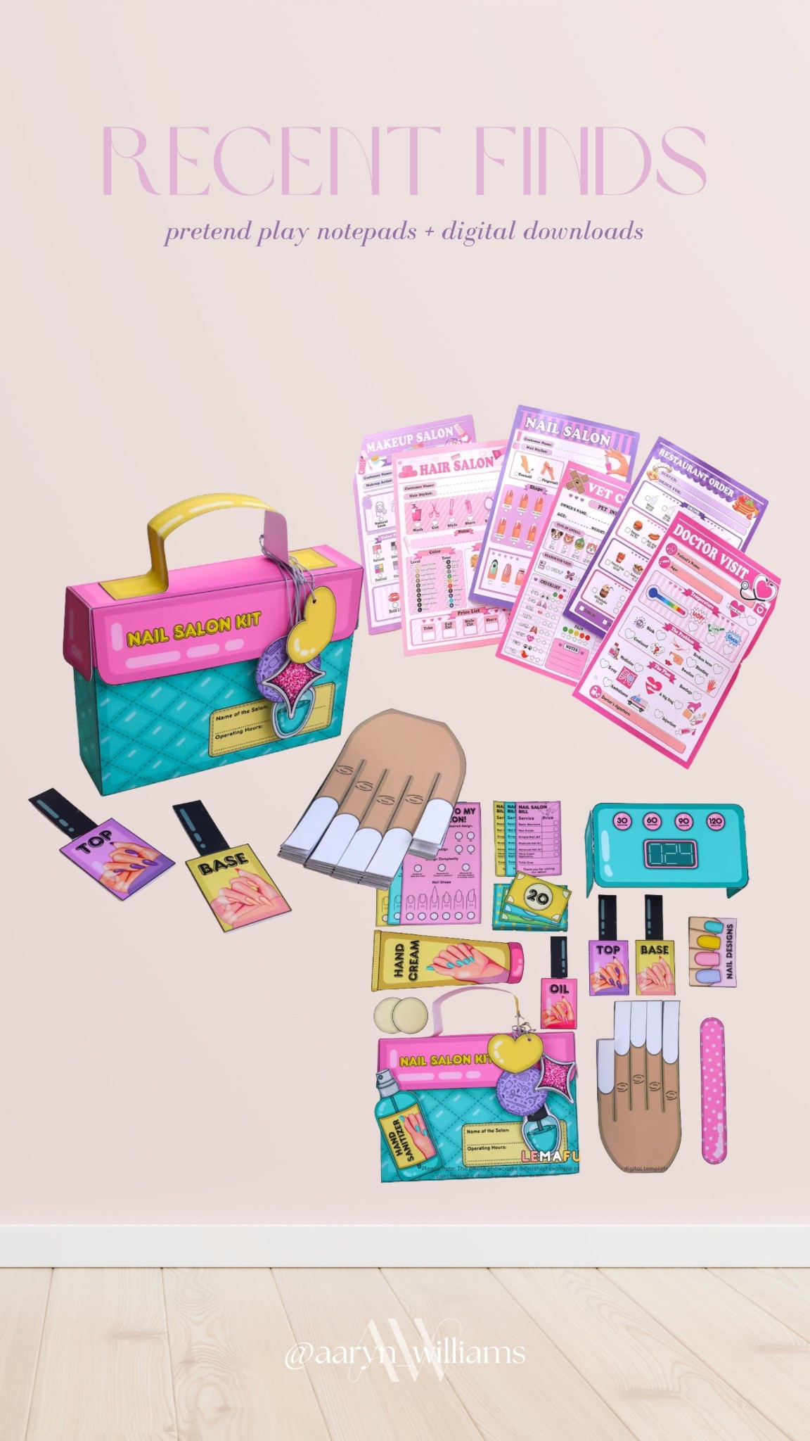 recent finds for pretend play 💅✨ the cutest little nail salon setup for kids. linking the amazon notepad set plus the digital nail salon kit you can download and print at home. perfect for imaginative play days, rainy afternoons, or adding to your homeschool play rotation.

pretend nail salon kit, kids pretend play notepads, nail salon toy set, kids role play activities, pretend play printables, homeschool pretend play ideas, nail salon pretend play kit, kids creative play toys

#LTKKids